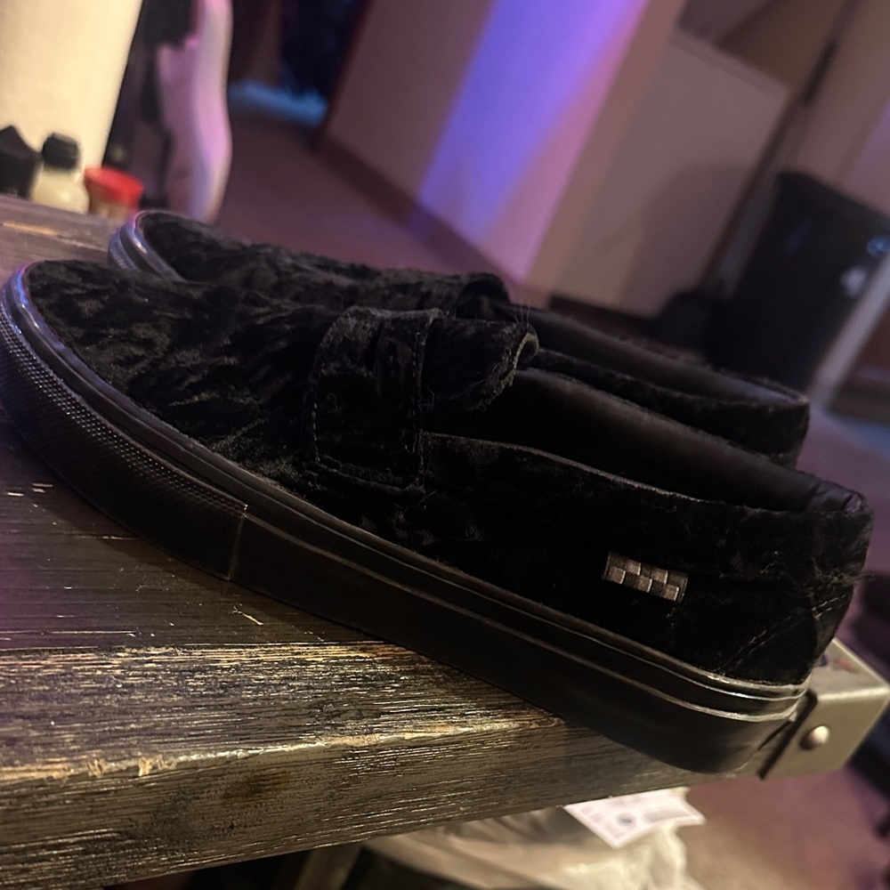 Vans Black Textured Slip-On Loafers